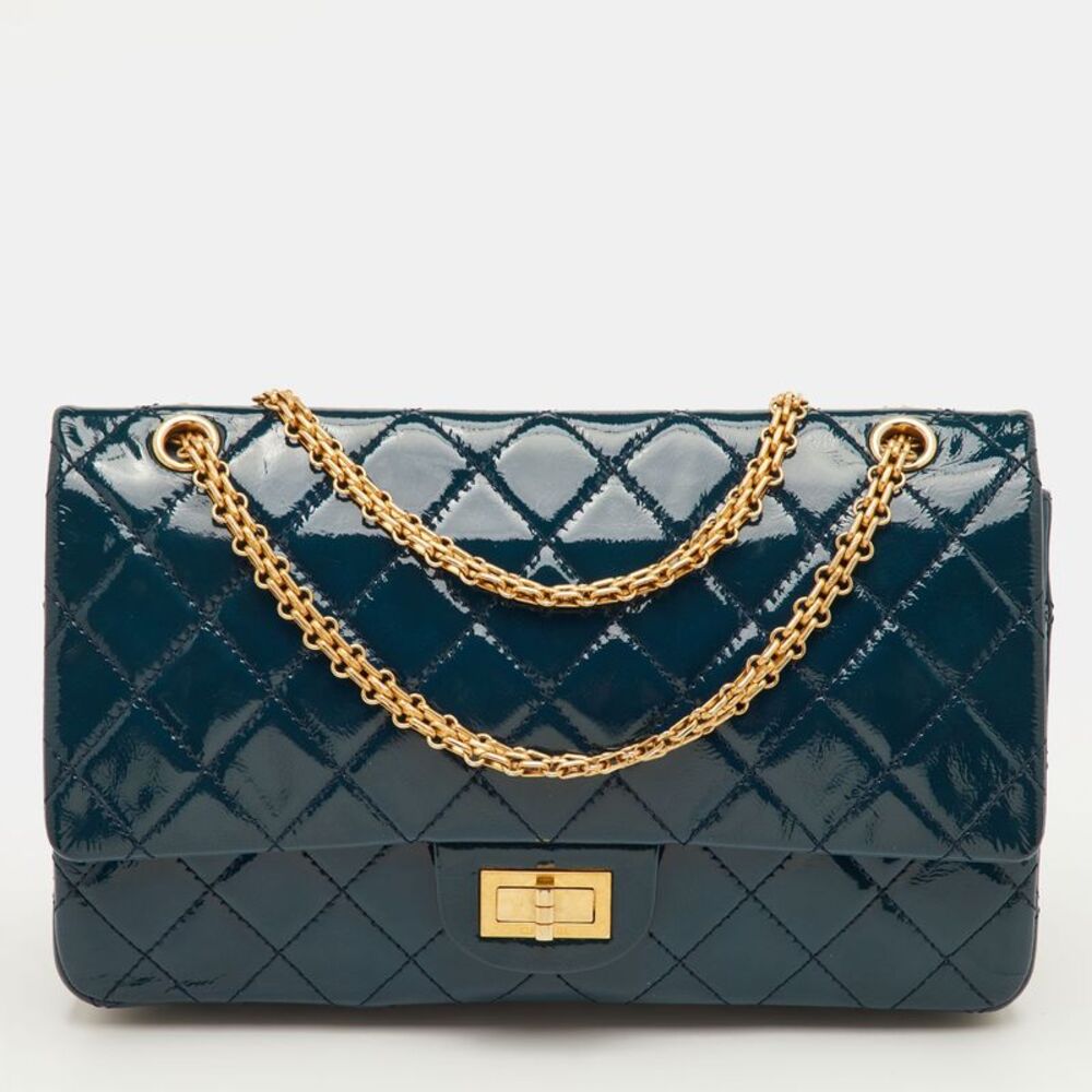 Chanel 2.55 Reissue 227 Teal Blue Quilted Patent Leather Flap Bag